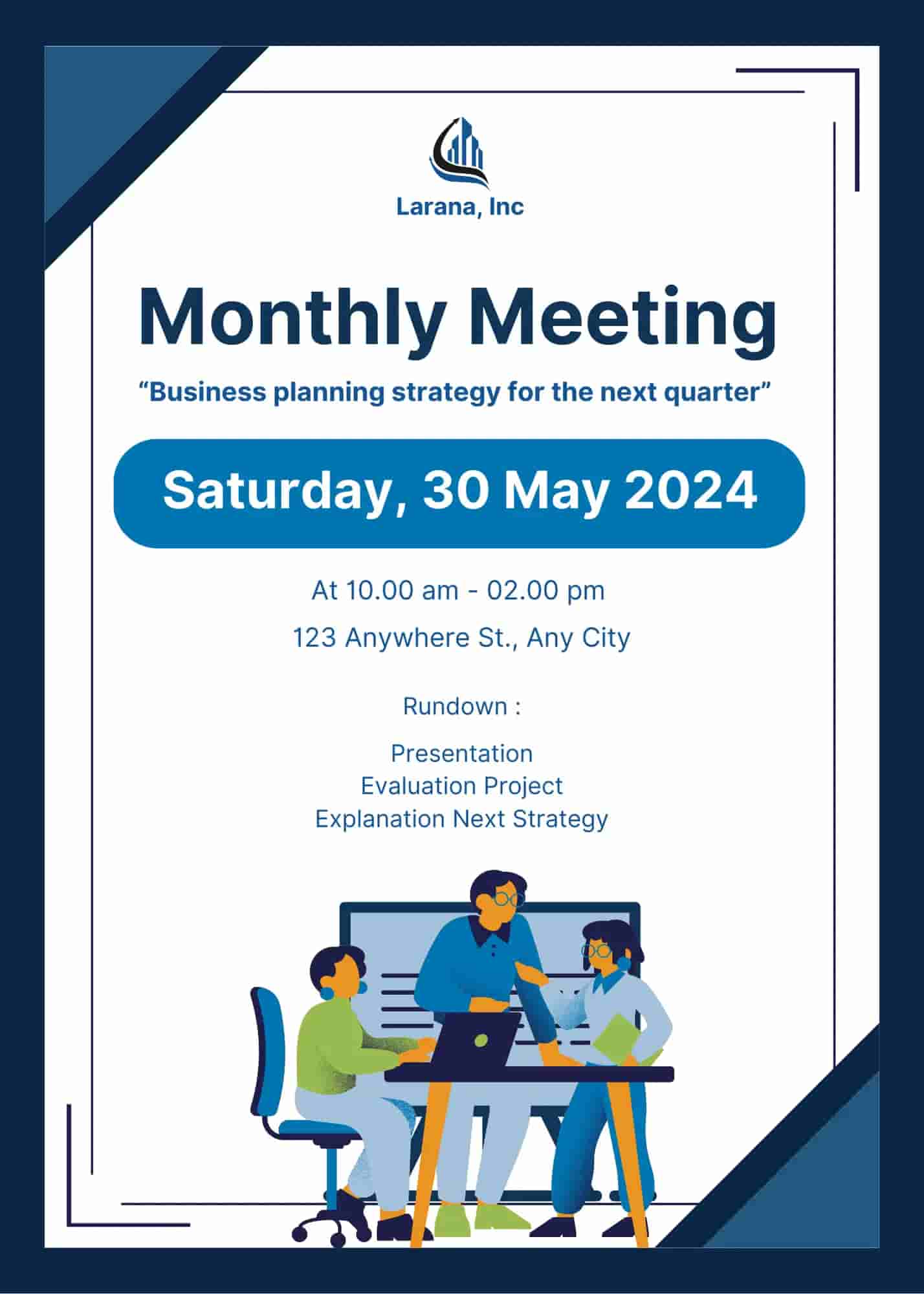 Dark Blue and White Monthly Meeting background
