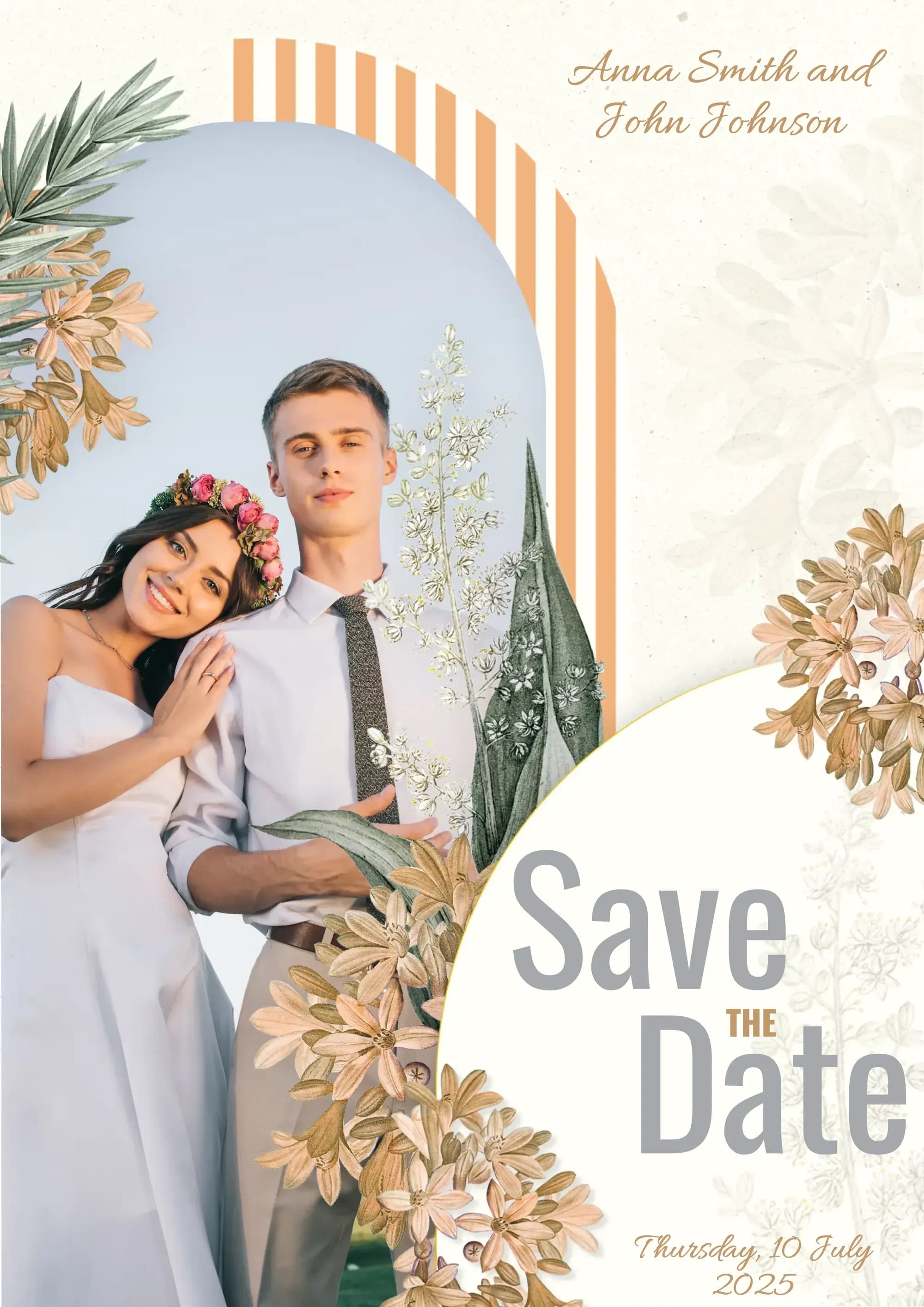 Beige Botanical digital invitation template