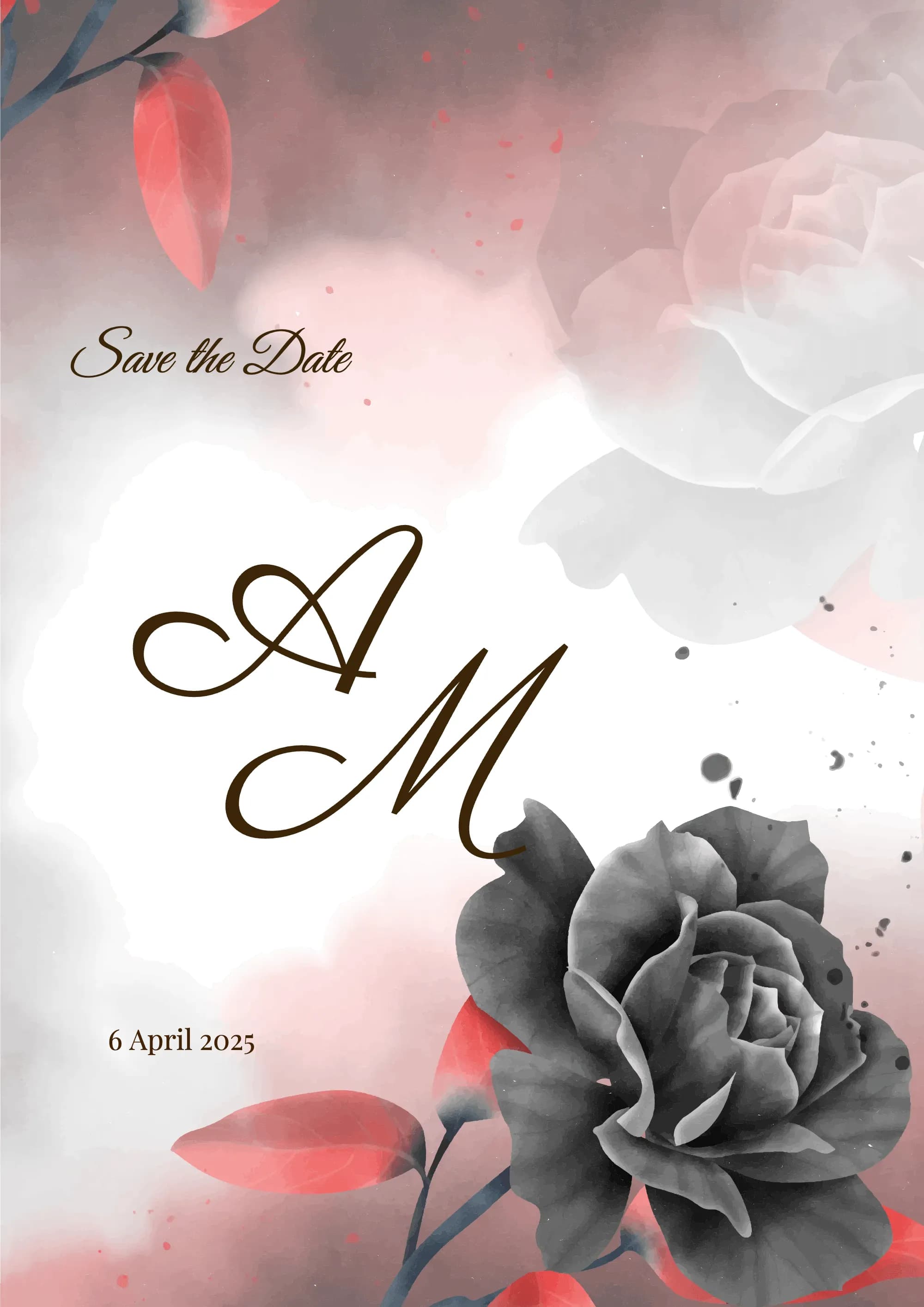 Black Rose digital invitation template