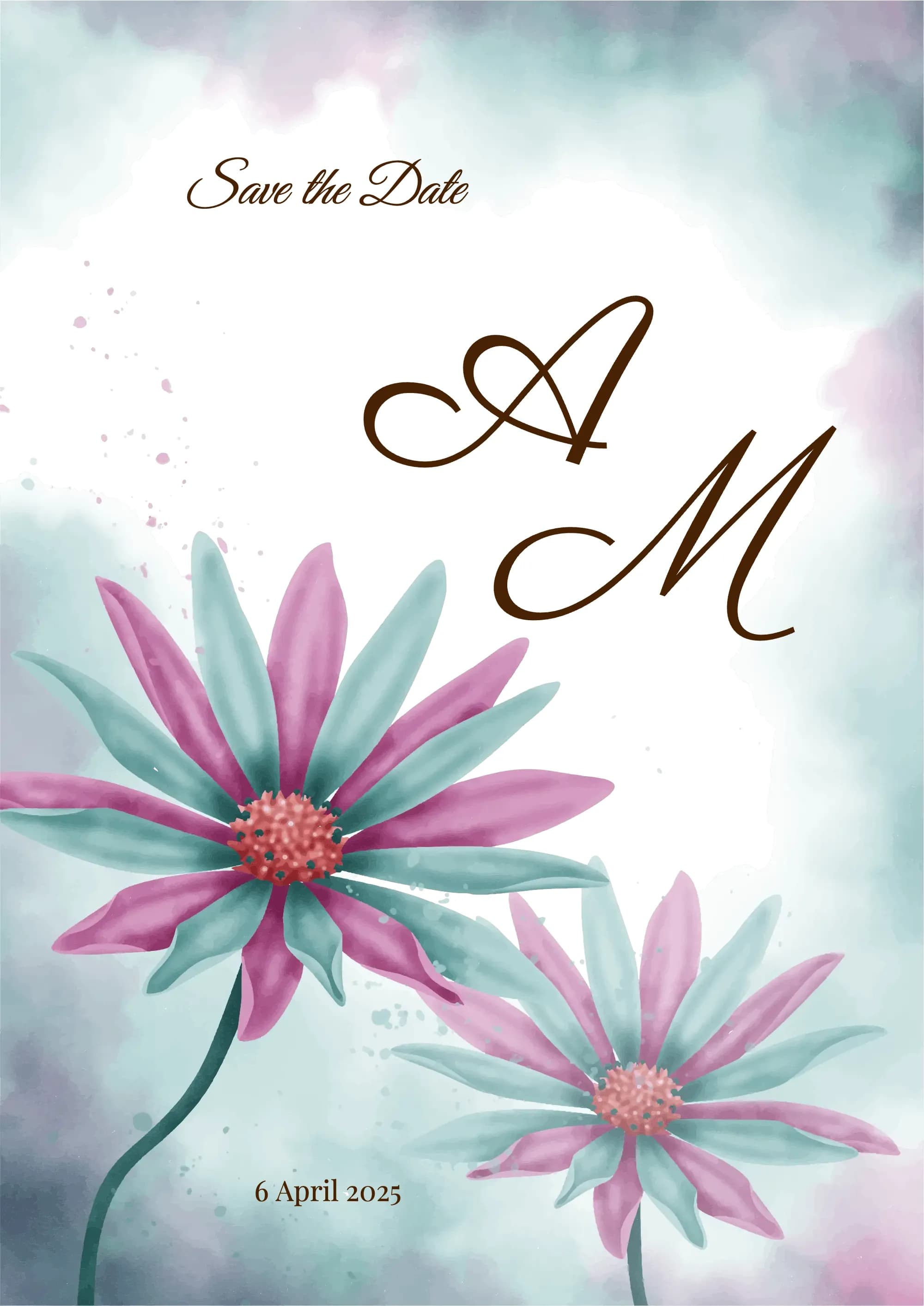 Blossoming Romance digital invitation template