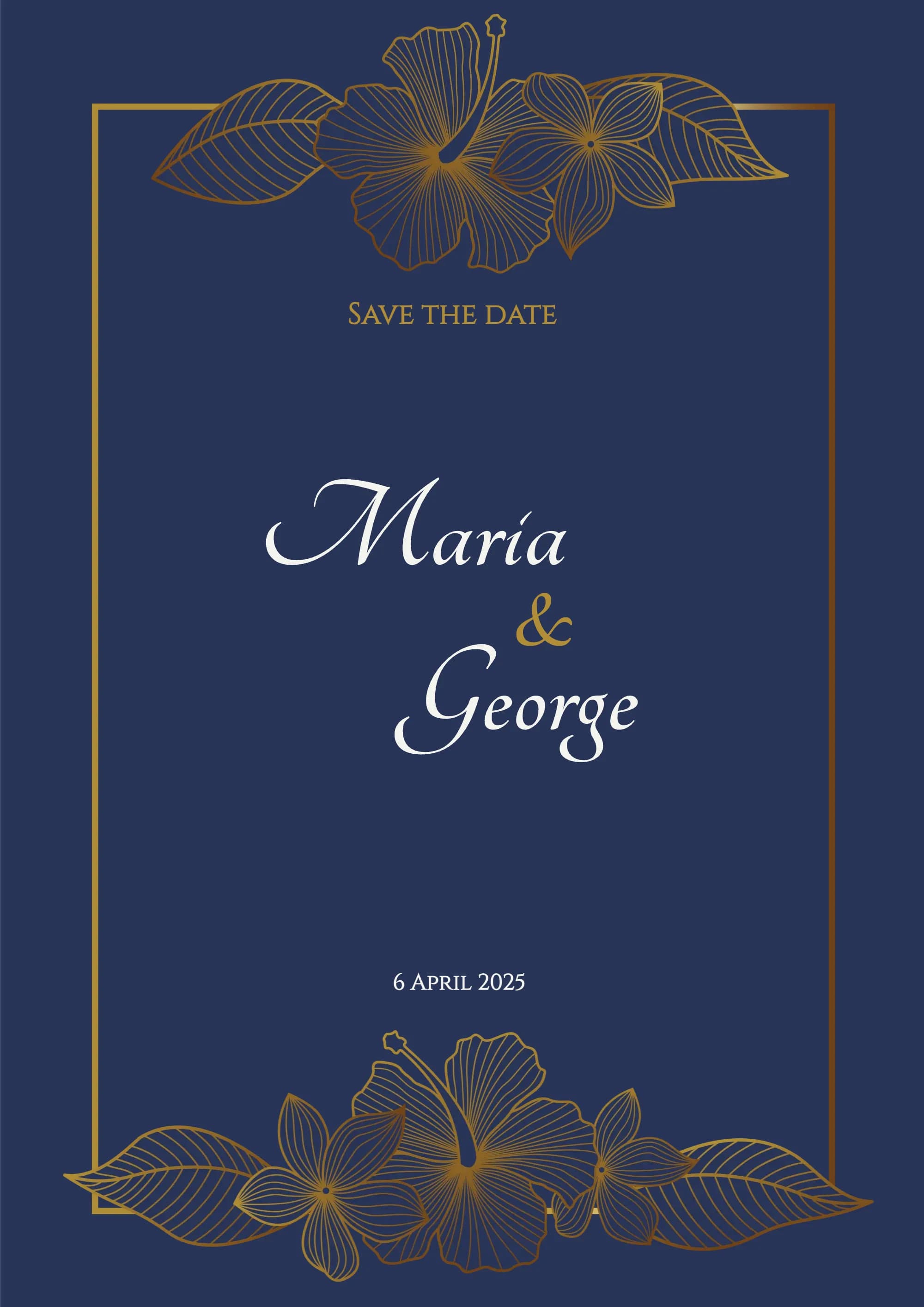 Golden Flower digital invitation template