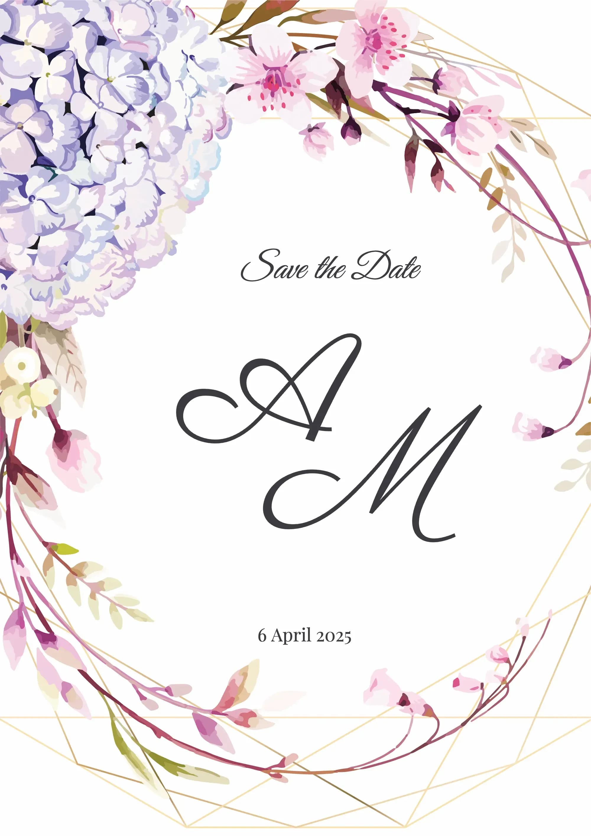 Hydrangea Harmony digital invitation template