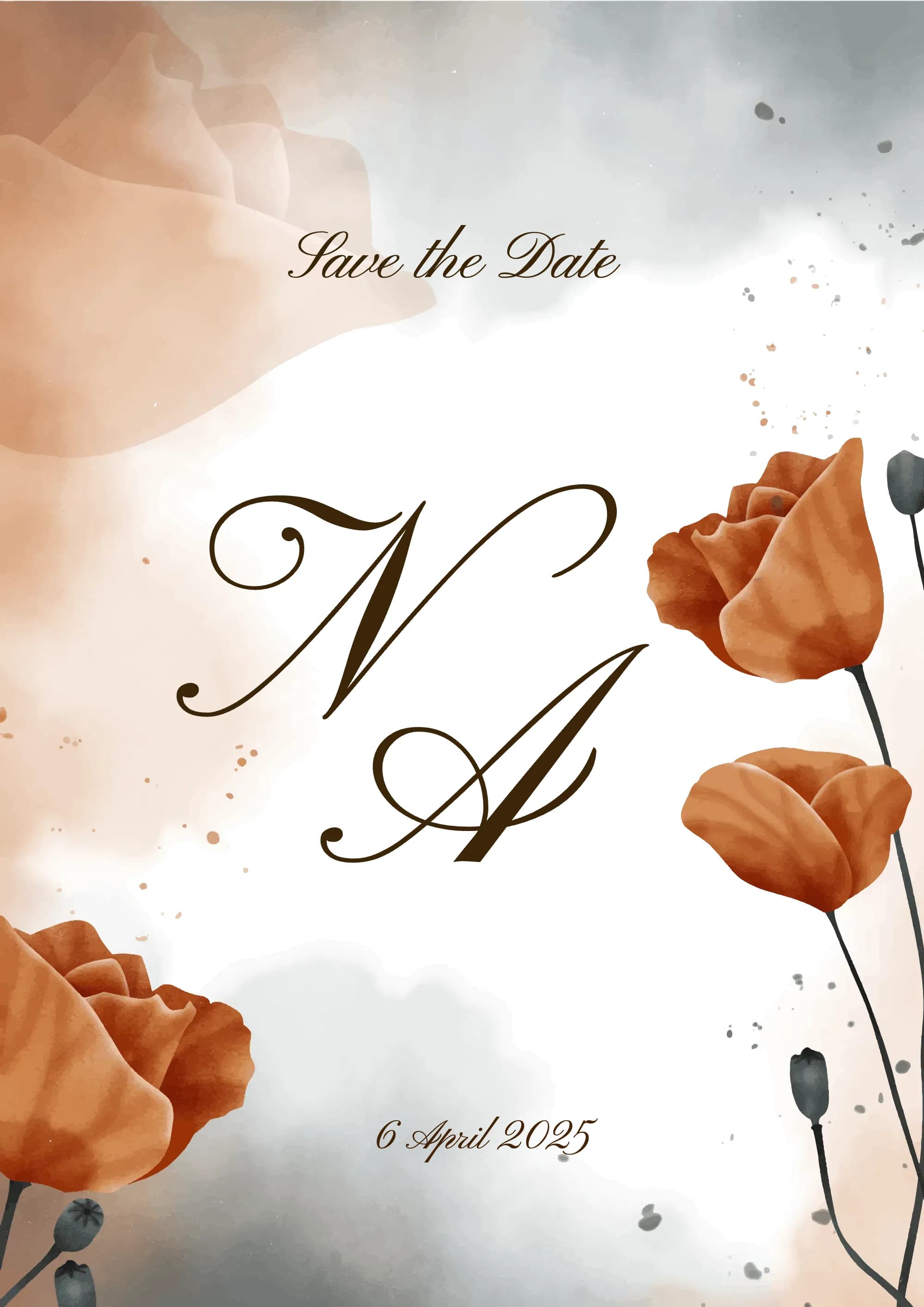 Orange Flower digital invitation template