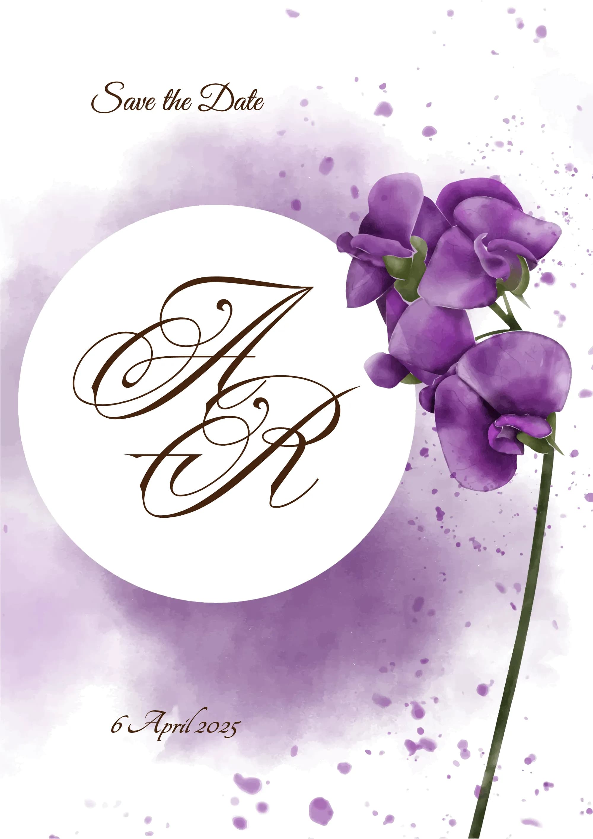 Purple Orchid digital invitation template