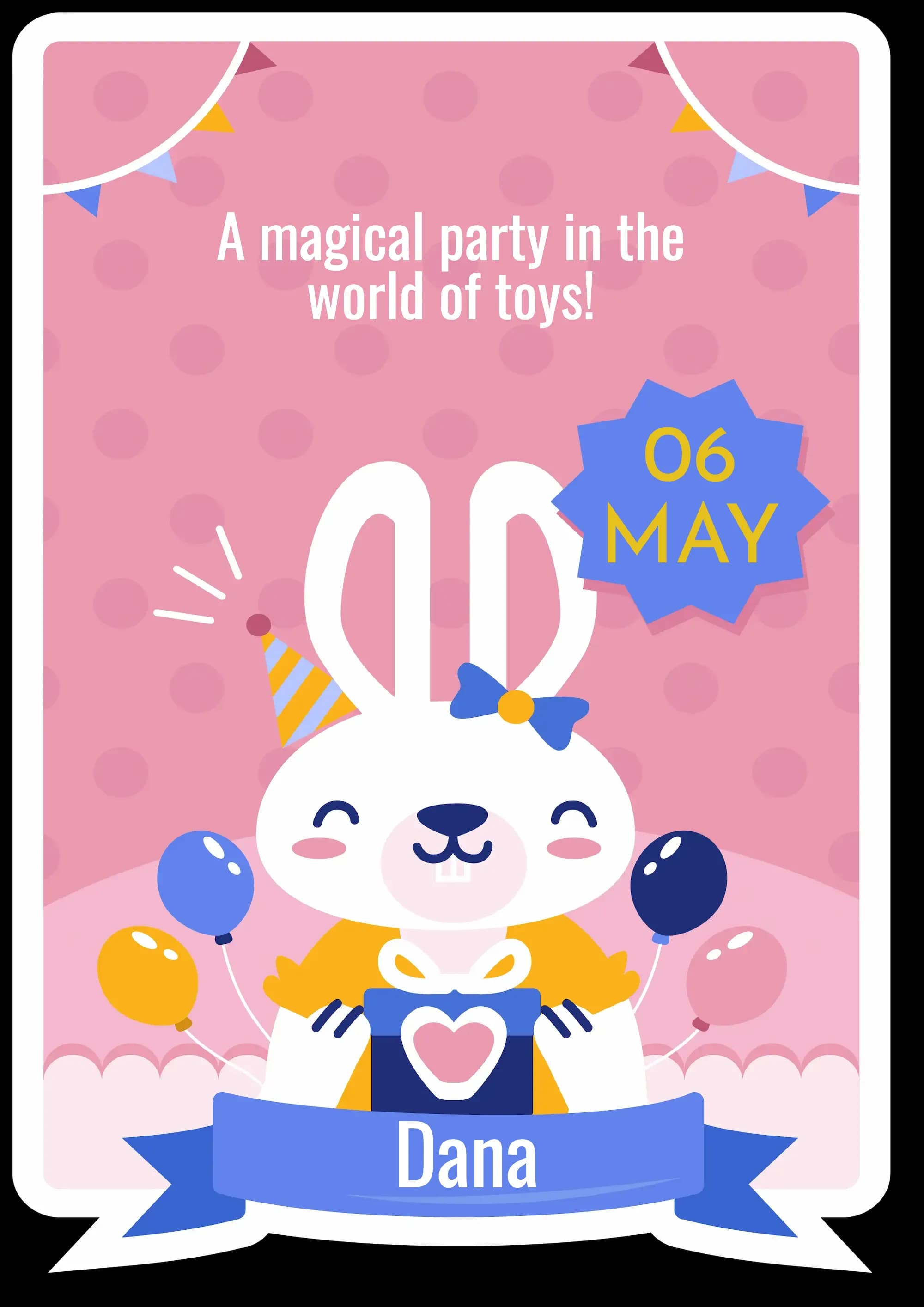 Festive Rabbit digital invitation template