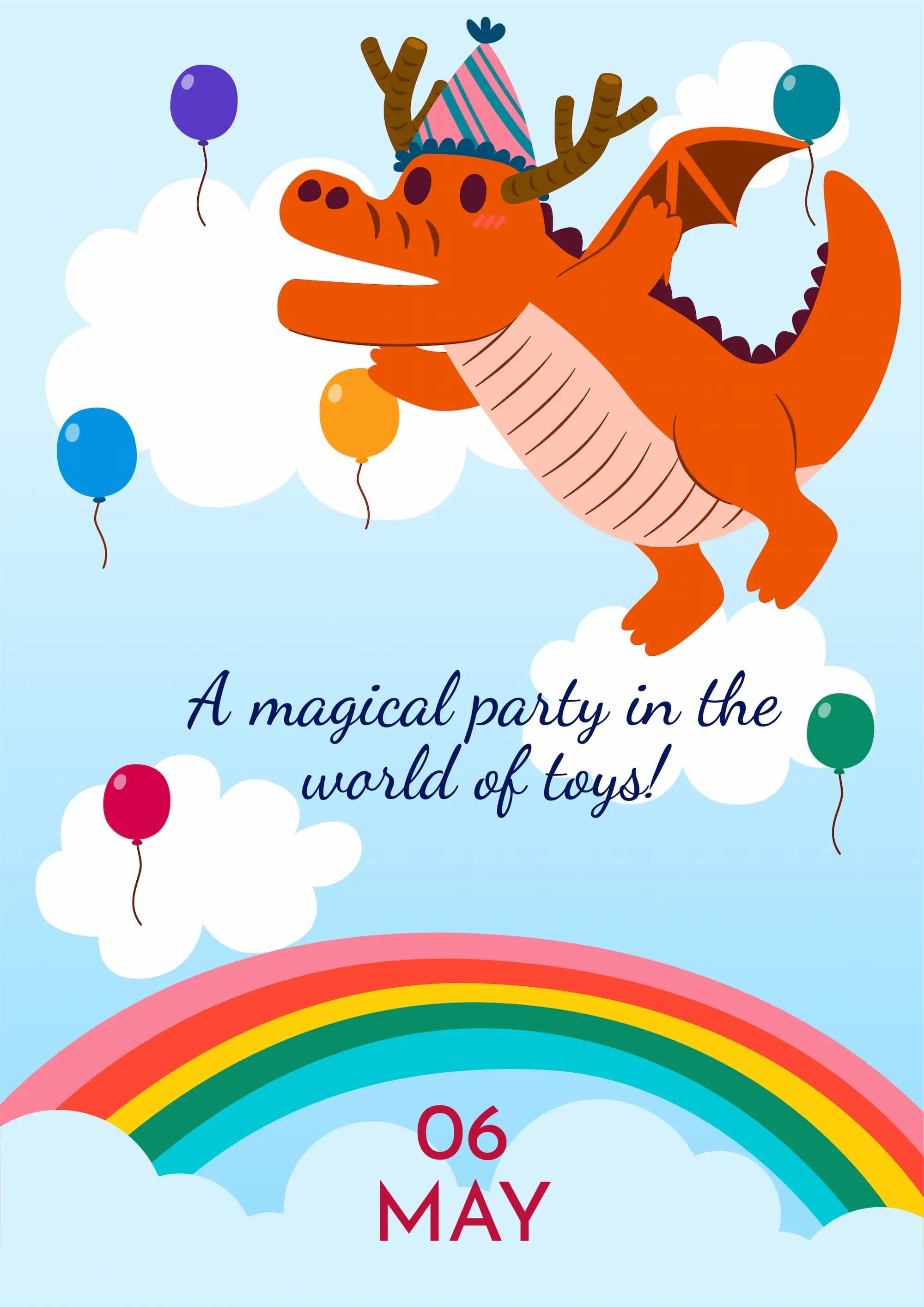 Festive Dino digital invitation template