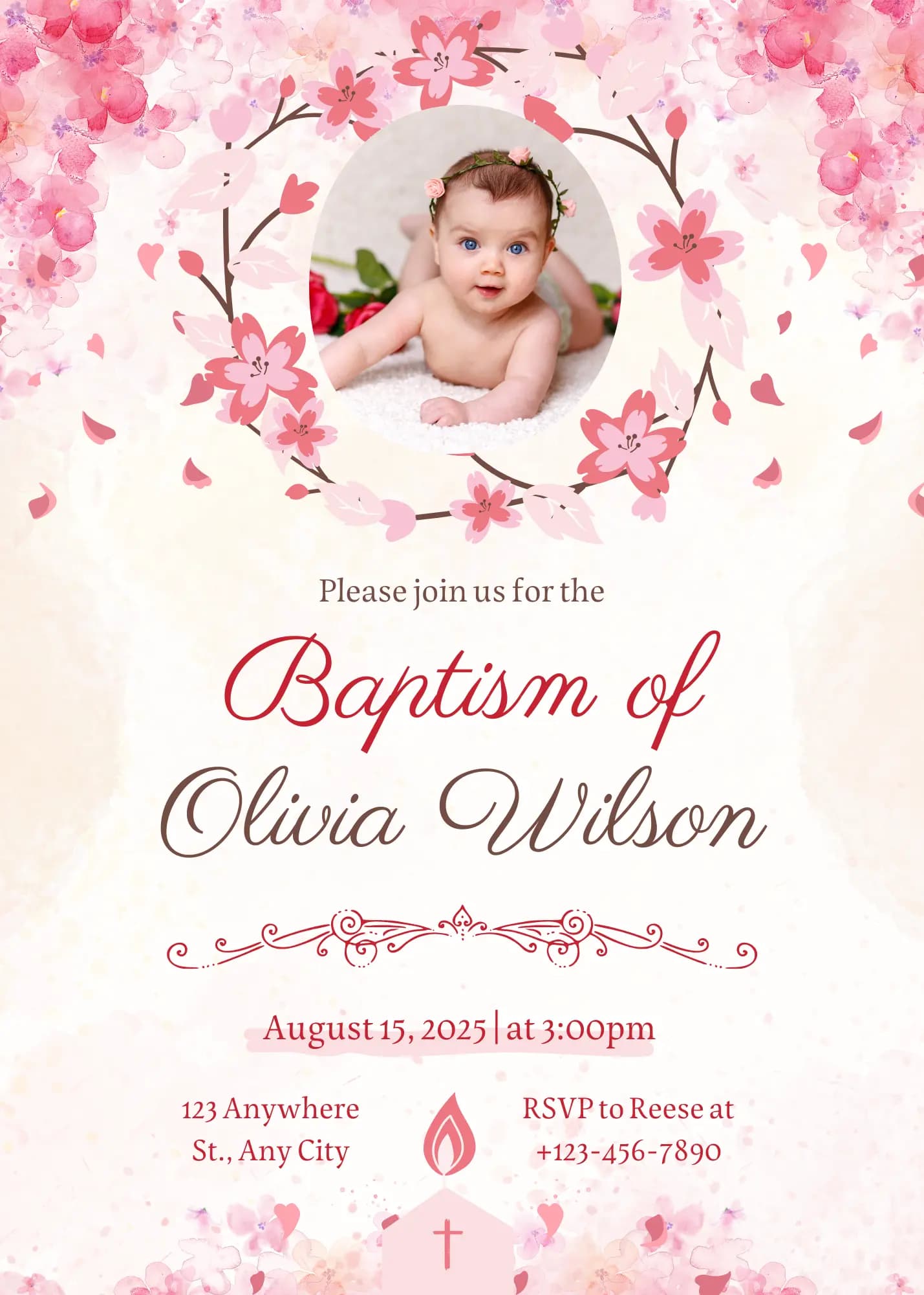 Pink Elegant Watercolor digital invitation template
