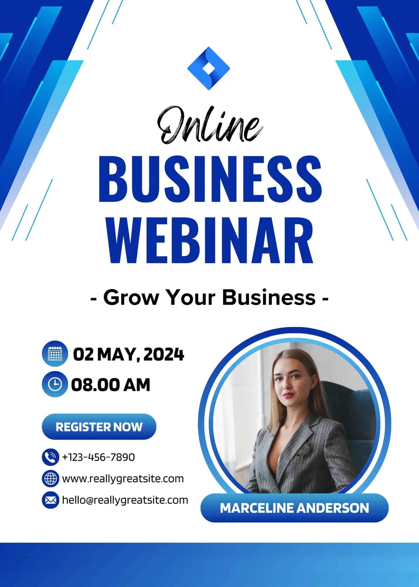 Blue Modern Online Business digital invitation template
