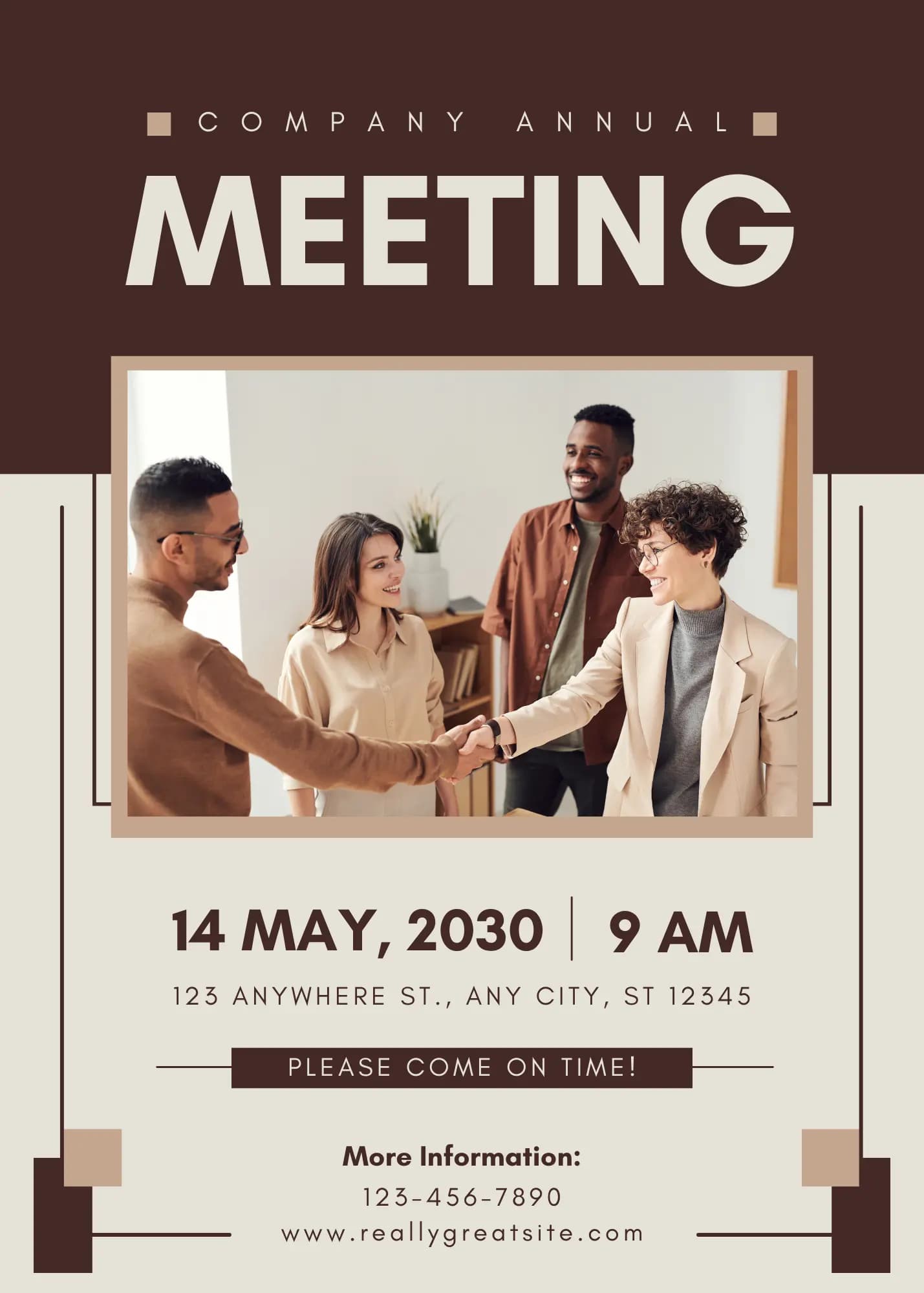 Brown And Beige Company Meeting digital invitation template