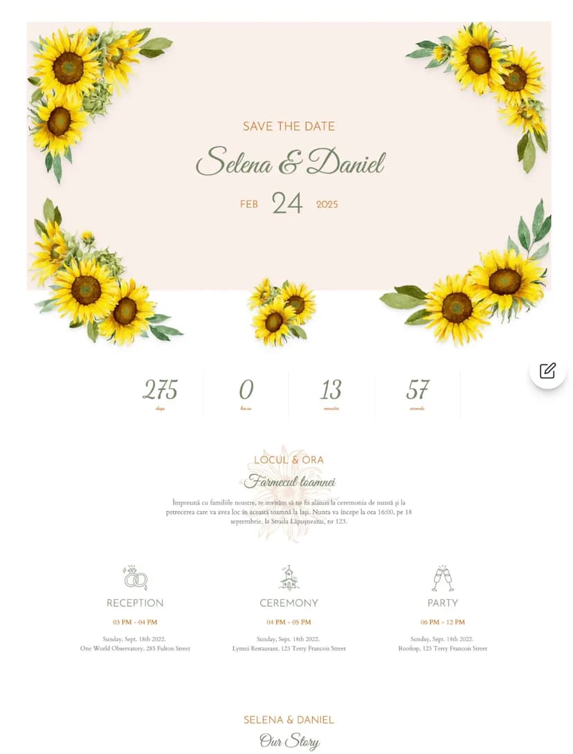 Sunflower digital invitation template