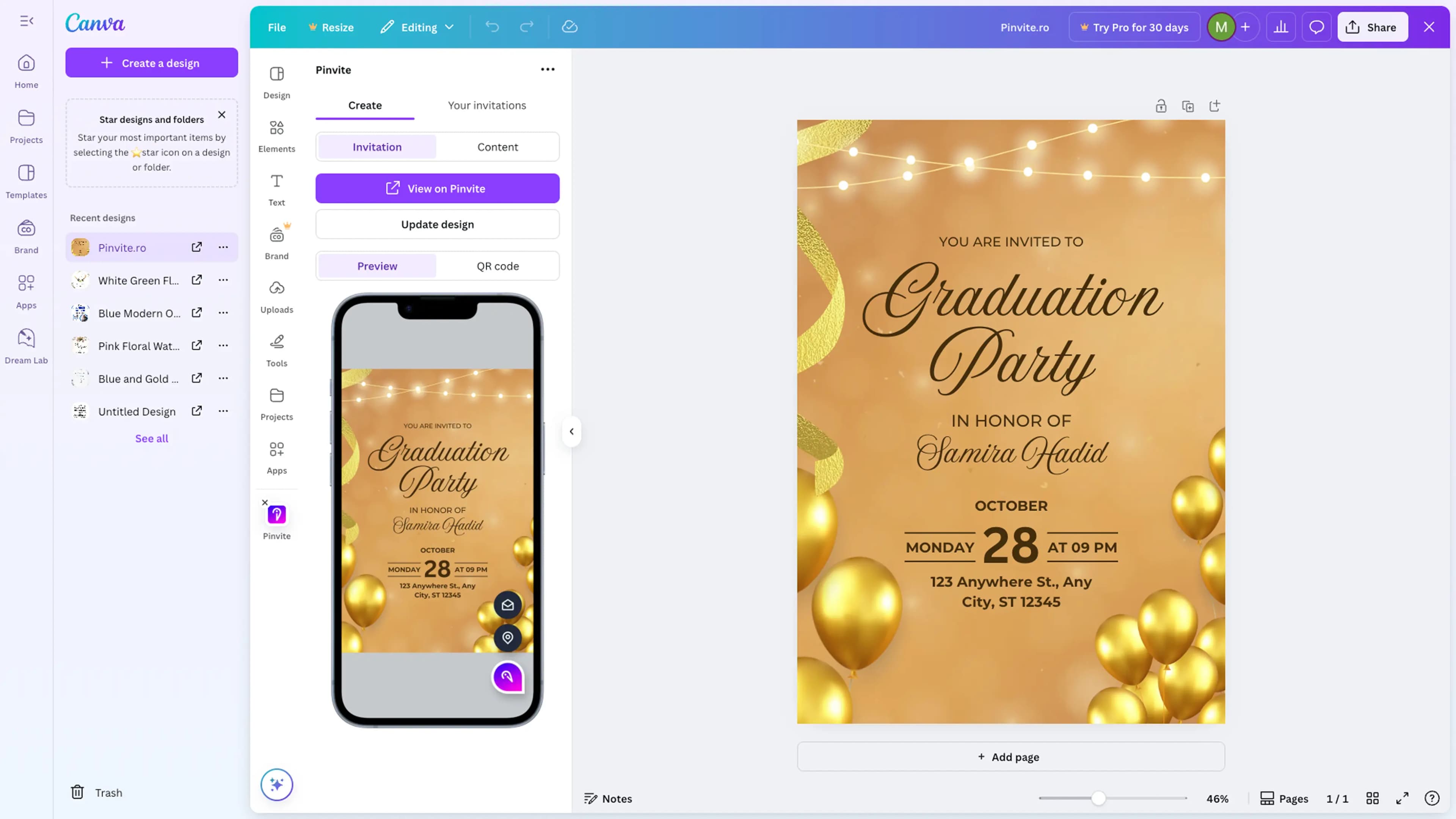 Landing page preview
